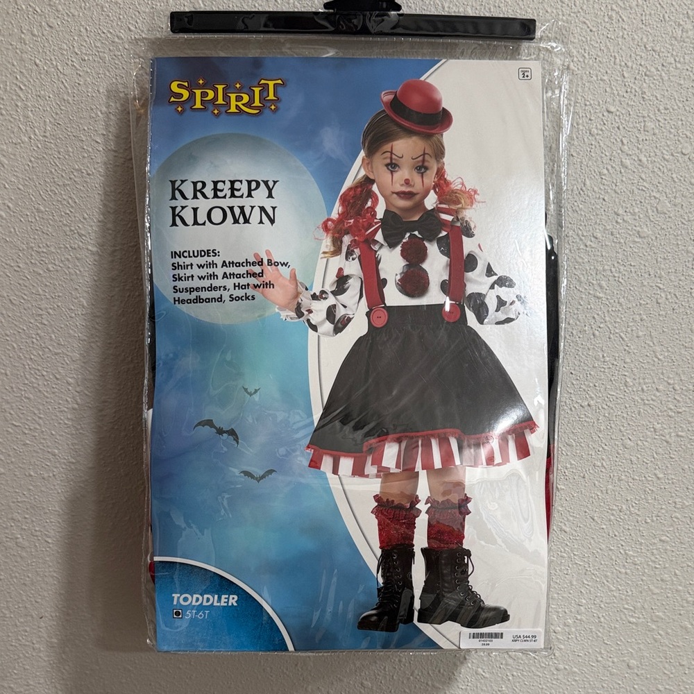 Spirit Kreepy Klown Kids Costume - Black, Red, and White